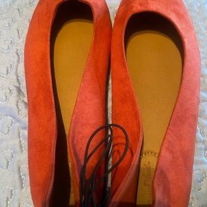 Women’s Clay-Red Suede Ballet Flats
